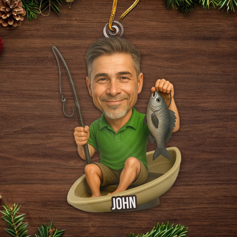 Custom Photo Acrylic Ornament - Personalized Christmas Birthday Fishing Gifts For Fisherman - Catch Of The Day