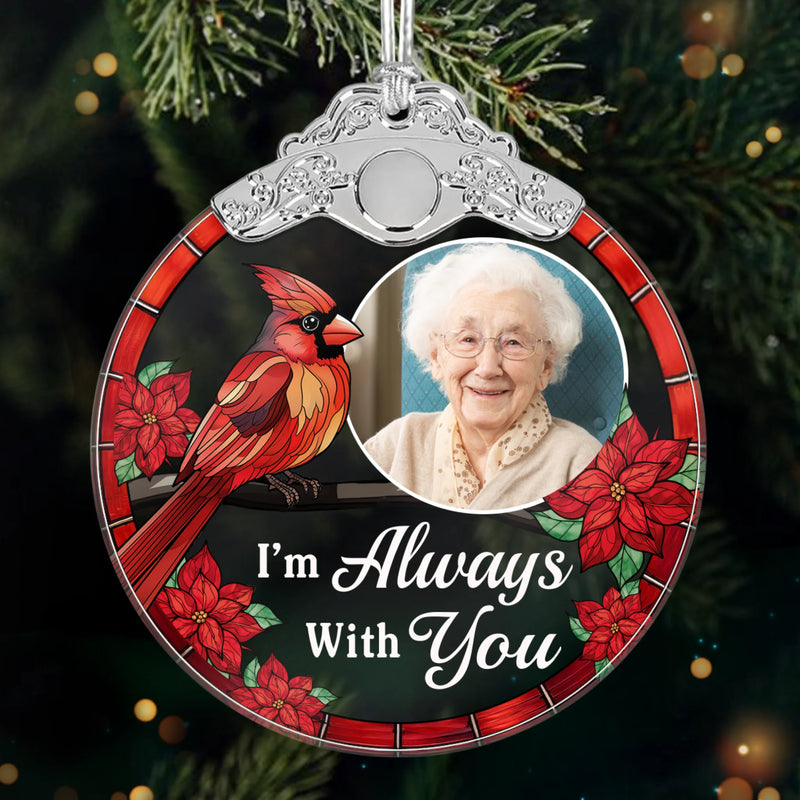 Custom Photo Glass Ornament - Personalized Christmas Memorial Sympathy Gifts For Loss Of Mom, Dad - No Distance Between Our Hearts