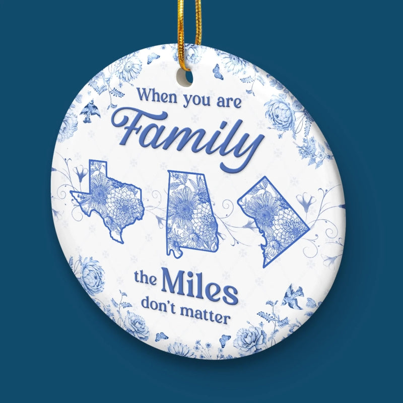 Custom Long Distance Ceramic Ornament - Personalized Christmas Birthday Gifts For Mom, Dad, Kids - No Map Can Measure Love