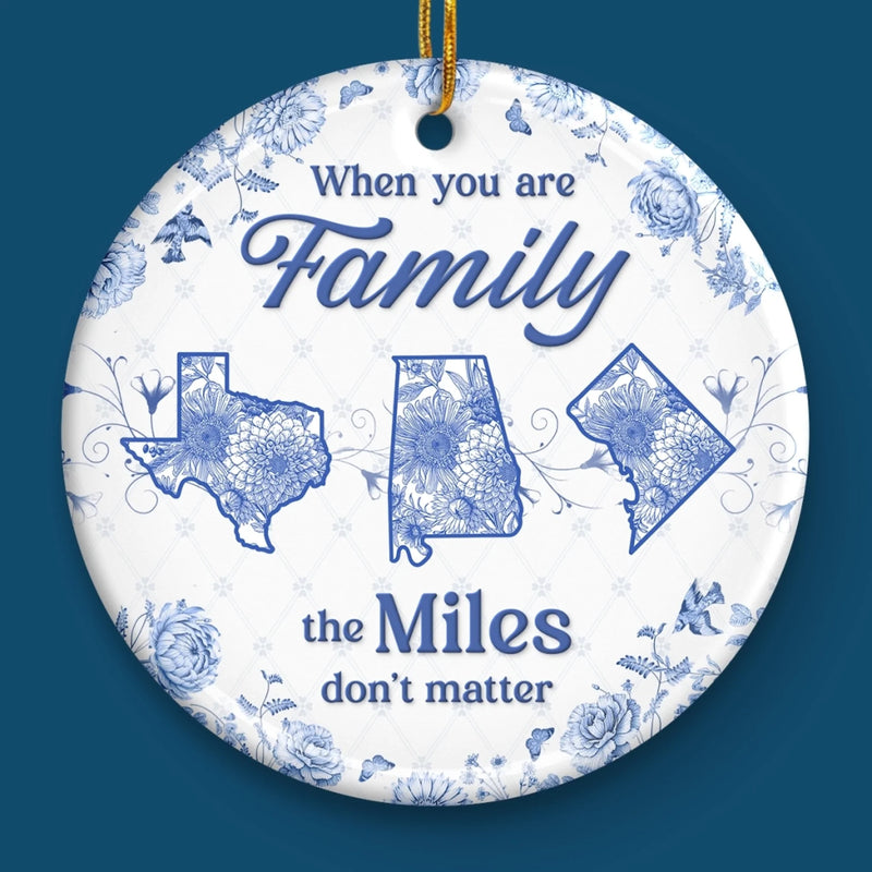 Custom Long Distance Ceramic Ornament - Personalized Christmas Birthday Gifts For Mom, Dad, Kids - No Map Can Measure Love