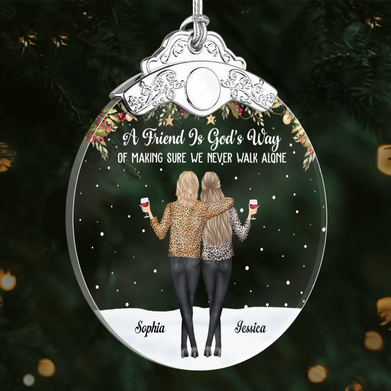 Custom Glass Ornament - Personalized Christmas Best Friend Birthday Gifts For Women, Besties, Sisters, BFF - Friends Make Life More Beautiful