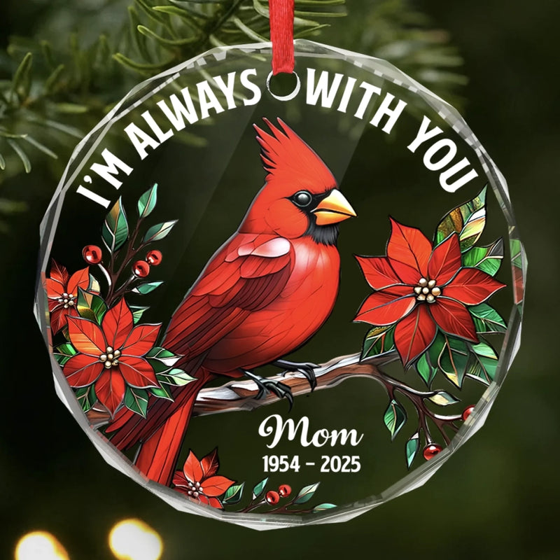 Custom Circle Glass Ornament - Personalized Christmas Memorial Sympathy Gifts For Loss Of Mom, Dad - In Spirit, Always Near