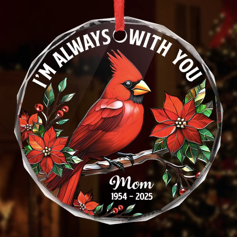 Custom Circle Glass Ornament - Personalized Christmas Memorial Sympathy Gifts For Loss Of Mom, Dad - In Spirit, Always Near