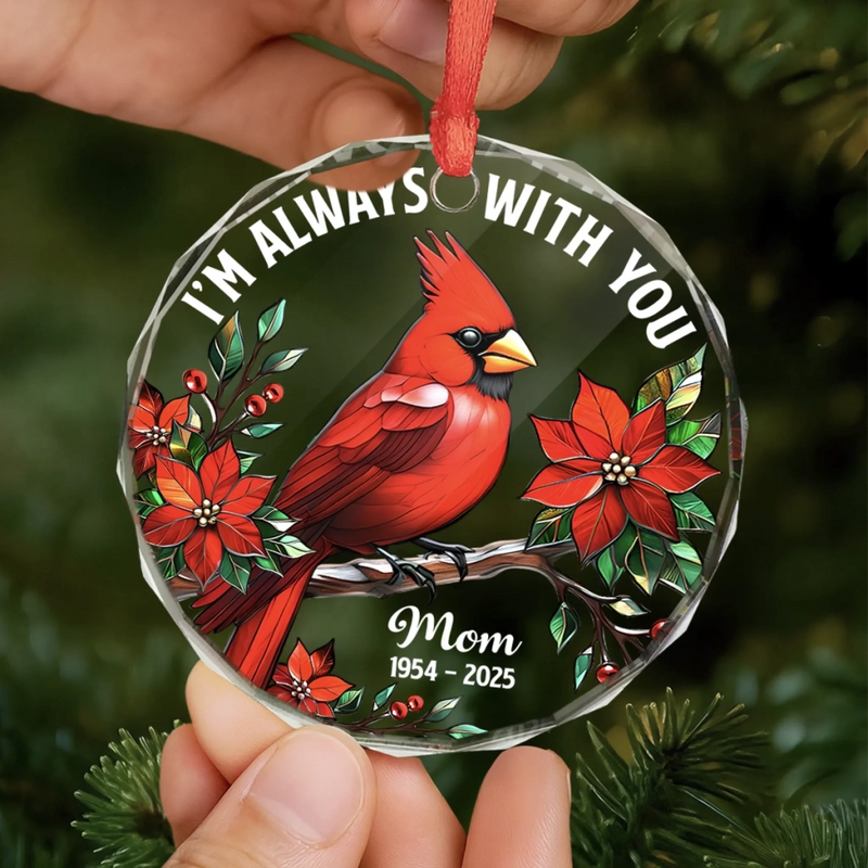 Custom Circle Glass Ornament - Personalized Christmas Memorial Sympathy Gifts For Loss Of Mom, Dad - In Spirit, Always Near
