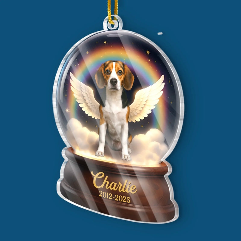 Custom Photo Acrylic Ornament - Personalized Pet Christmas Memorial Sympathy Gifts For Dogs, Cats - Wings Took You, Love Holds You