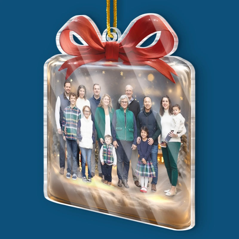 Custom Photo Acrylic Ornament - Personalized Christmas Birthday Gifts For Mom, Dad, Kids - Golden Nights, Family Lights