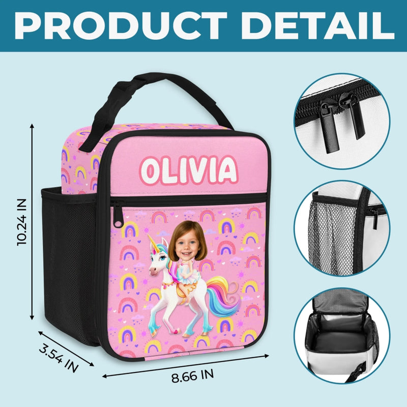 Custom Photo Kids Lunch Bag - Personalized Back To School Gifts For Kids - Ride Into Lunch With Magic