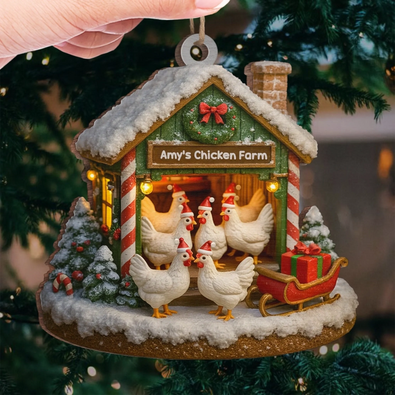 Custom Wood Ornament - Personalized Christmas Birthday Gifts For Women, Men - Merry Chickmas