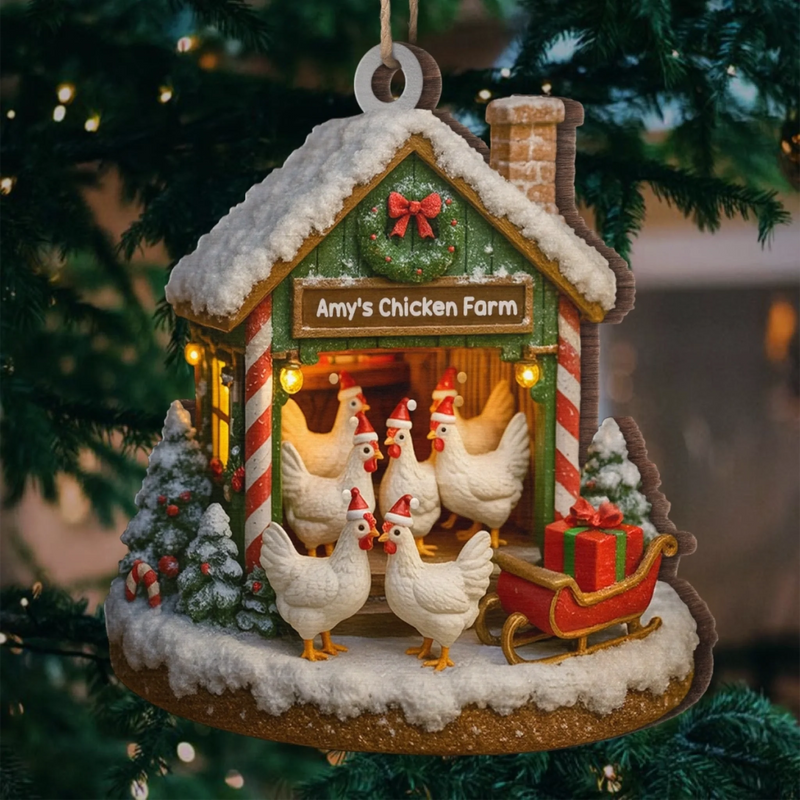 Custom Wood Ornament - Personalized Christmas Birthday Gifts For Women, Men - Merry Chickmas