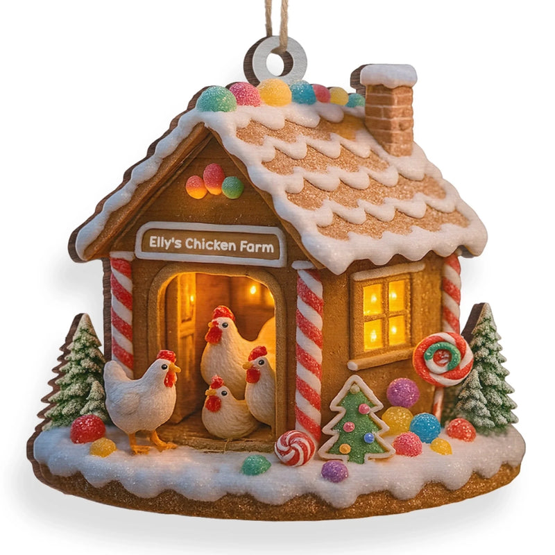 Custom Wood Ornament - Personalized Christmas Birthday Gifts For Women, Men - Sweet Little Chicken Paradise