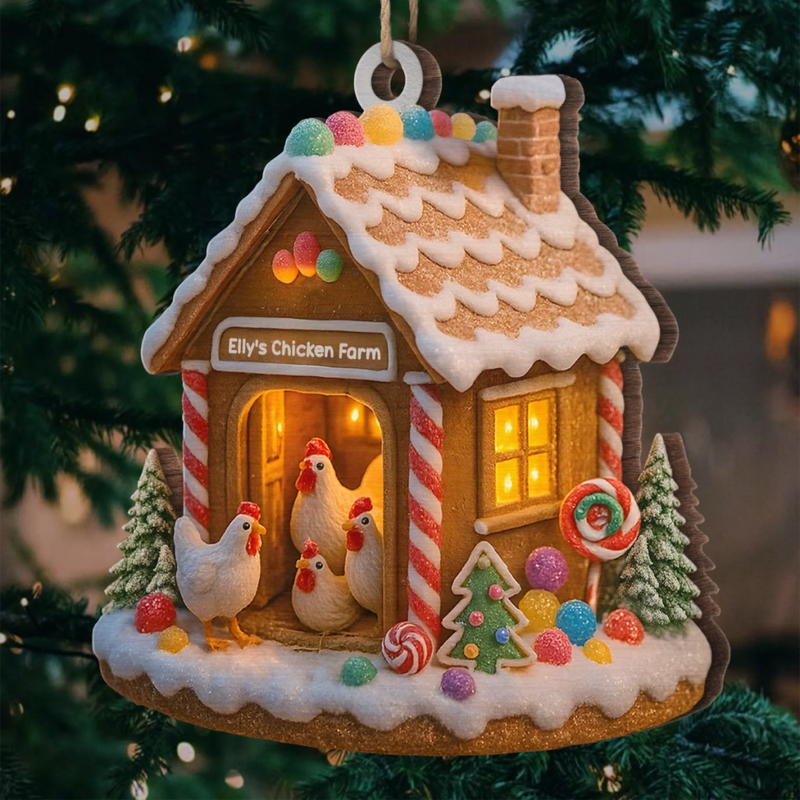 Custom Wood Ornament - Personalized Christmas Birthday Gifts For Women, Men - Sweet Little Chicken Paradise