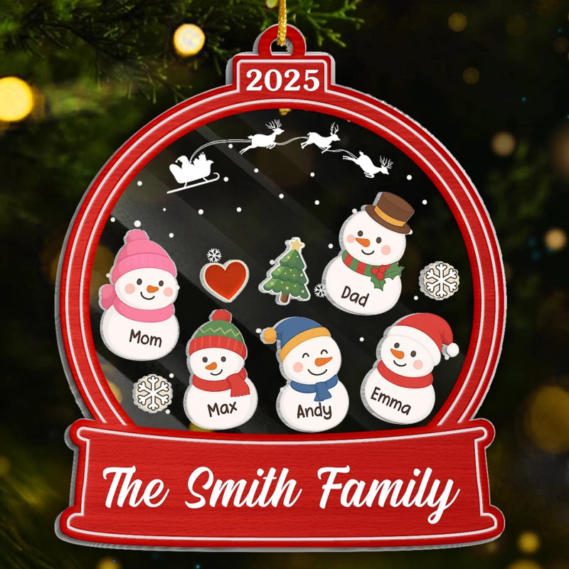 Custom 3 Layers Shaker Ornament - Personalized Christmas Birthday Gifts For Mom, Dad, Kids - A Frosty Family Keepsake