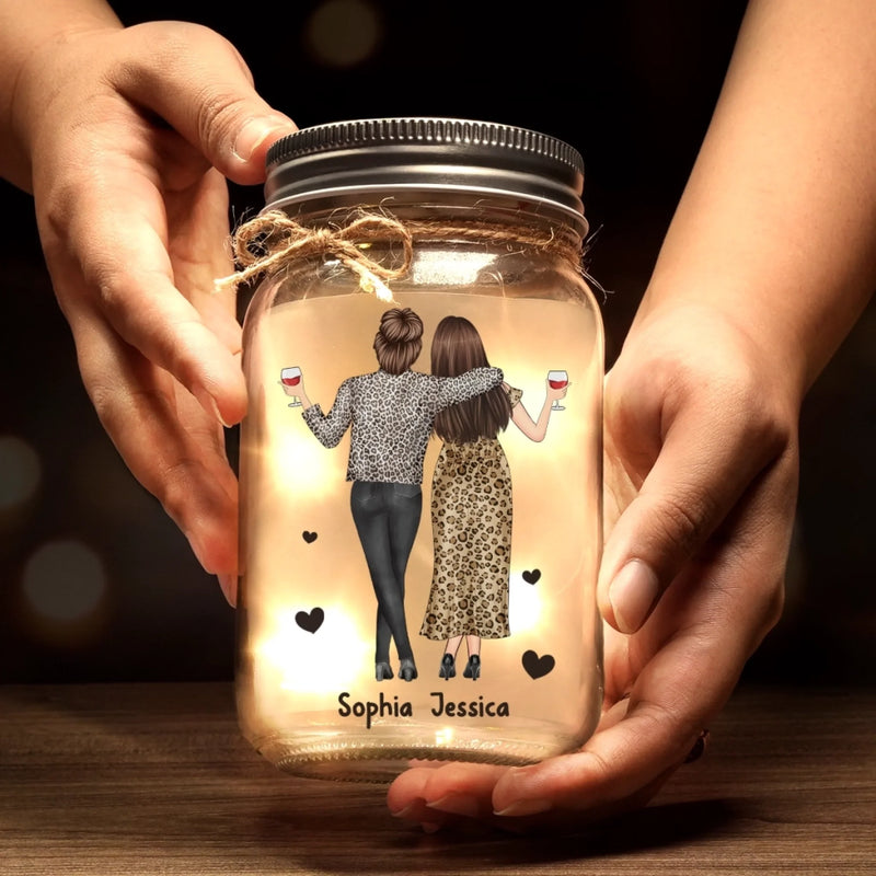 Custom Mason Jar Light - Personalized Christmas Best Friend Birthday Gifts For Women, Besties, Sisters, BFF - Forever Yours, Forever Mine