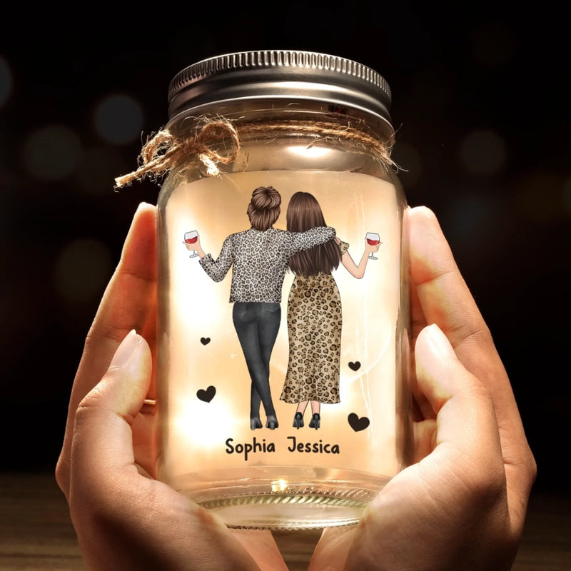Custom Mason Jar Light - Personalized Christmas Best Friend Birthday Gifts For Women, Besties, Sisters, BFF - Forever Yours, Forever Mine