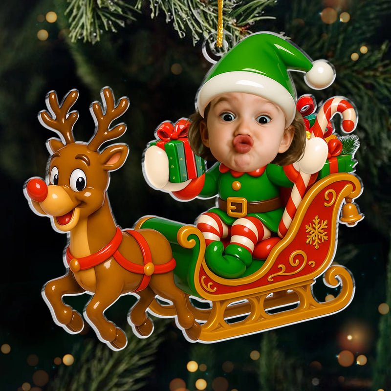 Custom Photo Acrylic Ornament - Personalized Christmas Birthday Gifts For Kids - Sleigh Bells Fun