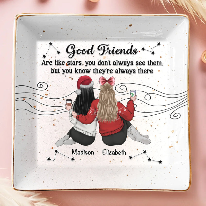 Custom Full-Print Jewelry Dish - Personalized Best Friend Birthday Gifts For Women, Besties, Sisters, BFF  - Good Friends Are Forever