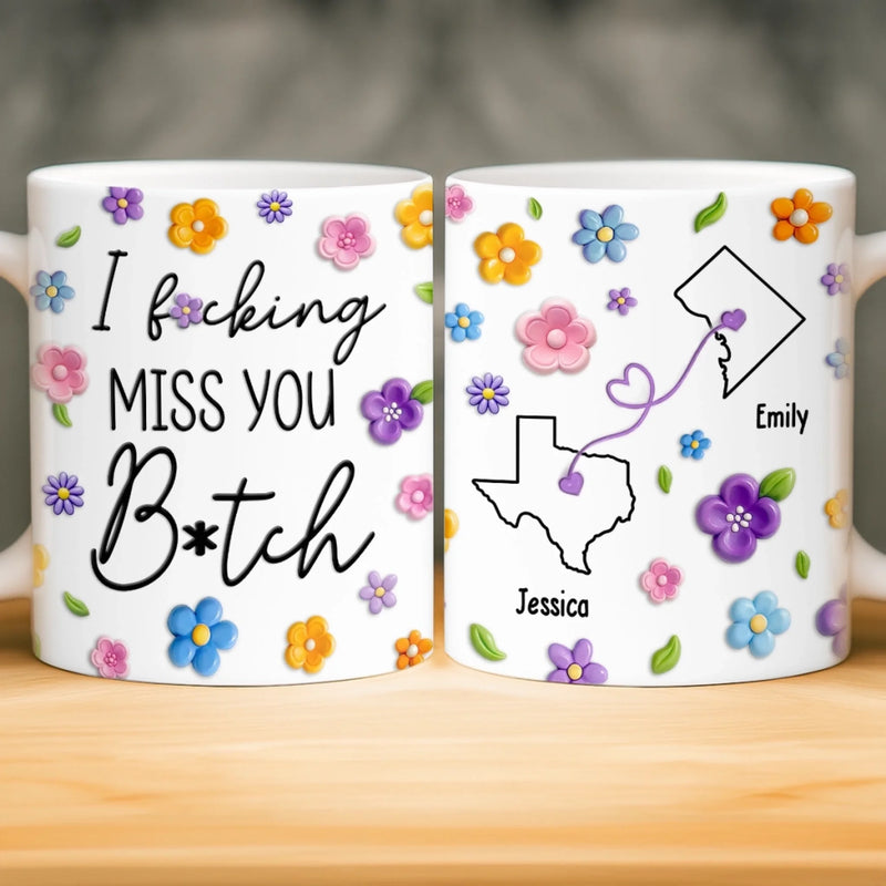 Custom Mug - Personalized Best Friend Birthday Gifts For Women, Besties, Sisters, BFF - No Miles Can Break Our Bond