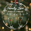 Custom Long Distance Circle Glass Ornament - Personalized Christmas Birthday Gifts For Mom, Dad, Kids - Across the Miles, Our Family Stays Strong