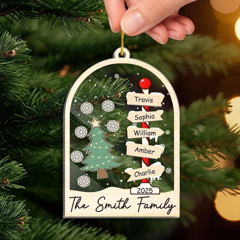 Custom 3 Layers Shaker Ornament - Personalized Christmas Birthday Gifts For Mom, Dad, Kids - Our Family Tree Shines Bright