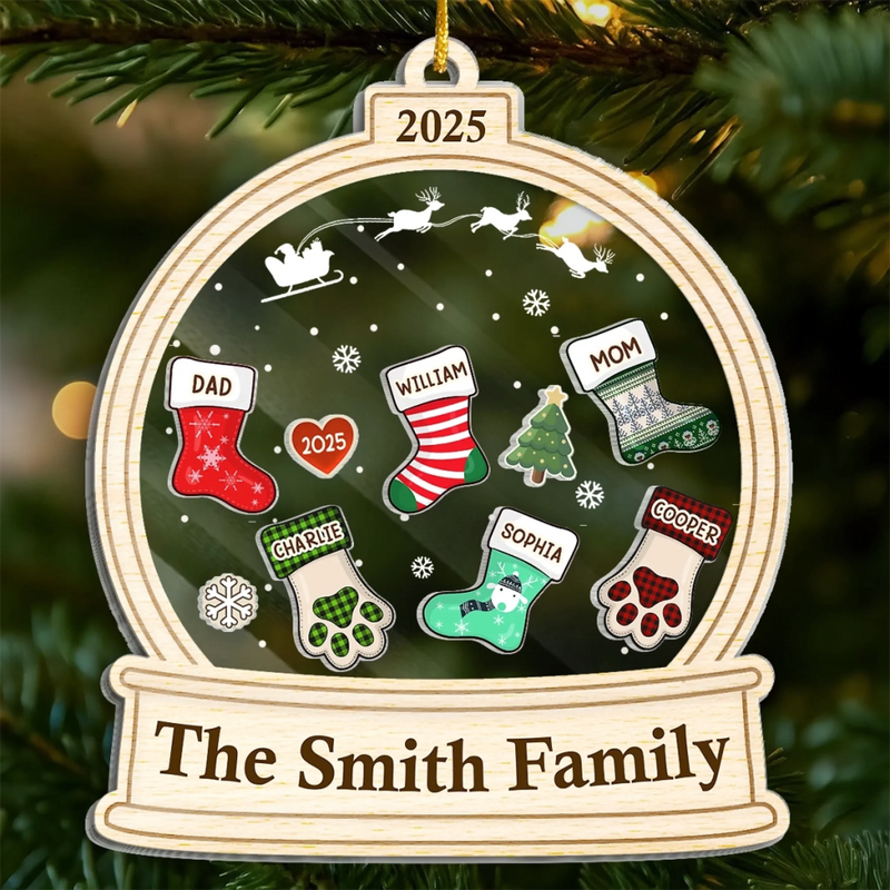 Custom 3 Layers Shaker Ornament - Personalized Christmas Birthday Gifts For Mom, Dad, Kids - All Stockings Hung With Love