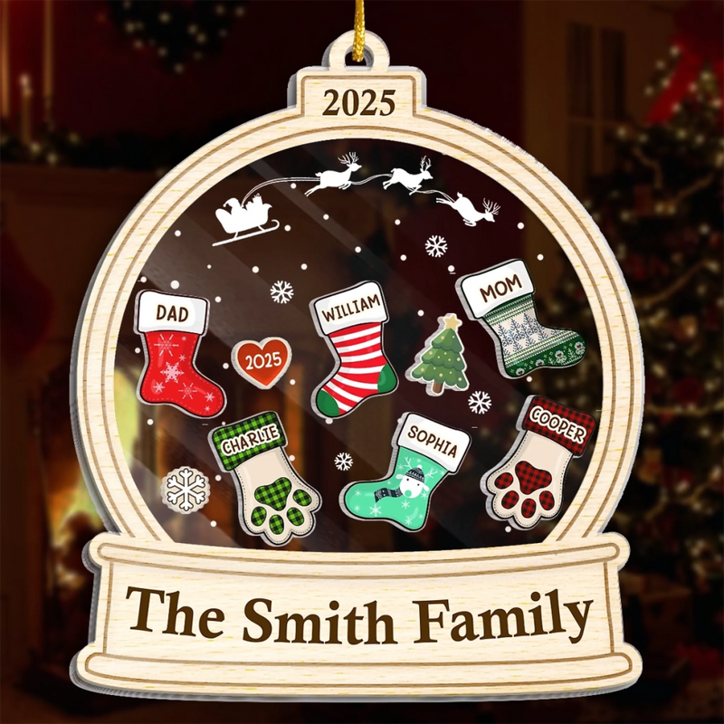 Custom 3 Layers Shaker Ornament - Personalized Christmas Birthday Gifts For Mom, Dad, Kids - All Stockings Hung With Love