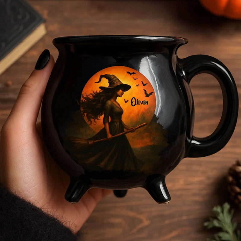 Custom Witch Cauldron Coffee Mug - New Arrival, Personalized Halloween Witchy Gifts For Besties, Sisters, BFF, Family, Yourself - Witching You A Wicked Brew AMZ