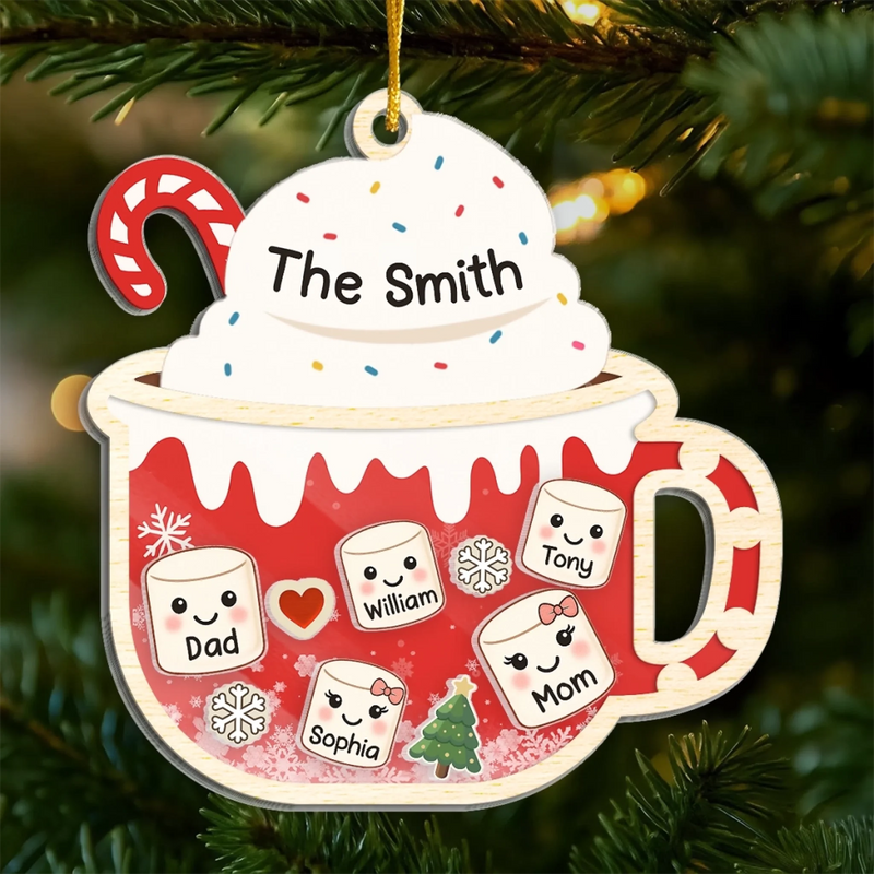 Custom 3 Layers Shaker Ornament - Personalized Christmas Birthday Gifts For Mom, Dad, Kids - Little Marshmallows, Big Love