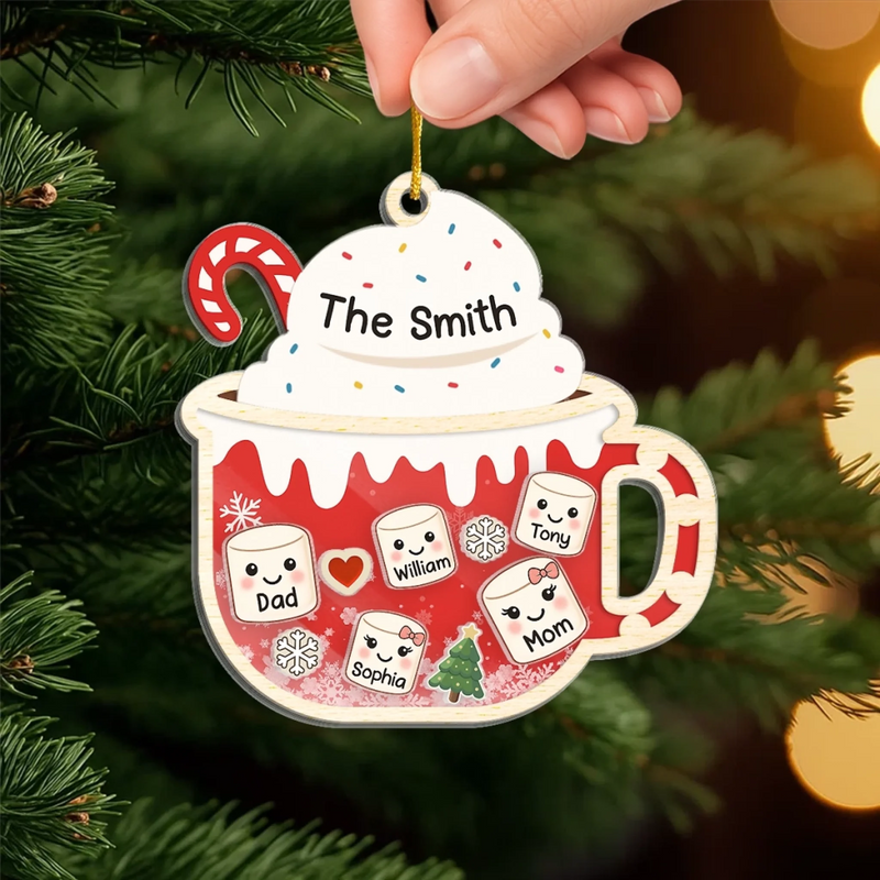 Custom 3 Layers Shaker Ornament - Personalized Christmas Birthday Gifts For Mom, Dad, Kids - Little Marshmallows, Big Love