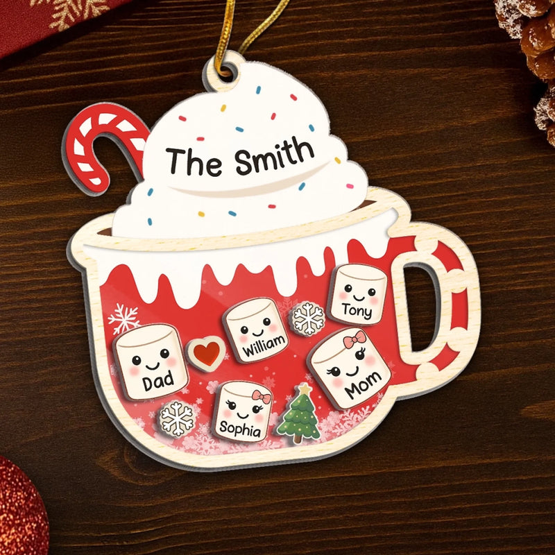 Custom 3 Layers Shaker Ornament - Personalized Christmas Birthday Gifts For Mom, Dad, Kids - Little Marshmallows, Big Love
