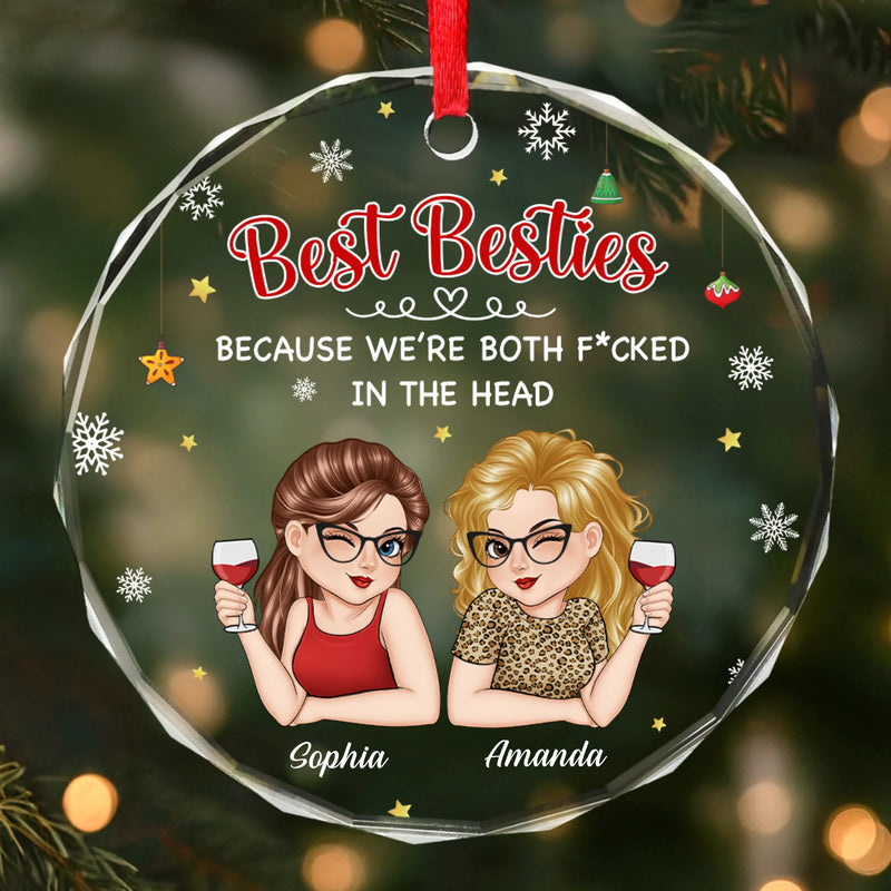 Custom Circle Glass Ornament - Personalized Best Friend Birthday Gifts For Women, Besties, Sisters, BFF - Forever Better Together