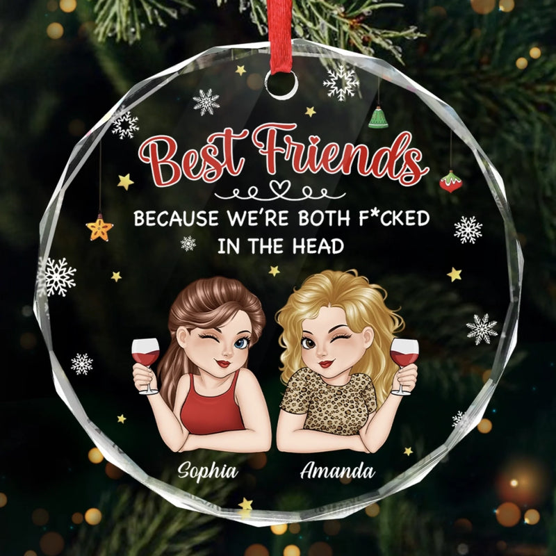 Custom Circle Glass Ornament - Personalized Best Friend Birthday Gifts For Women, Besties, Sisters, BFF - Forever Better Together