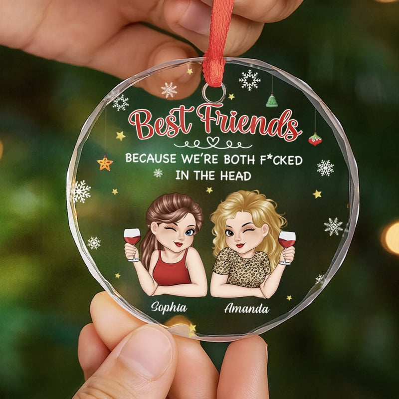 Custom Circle Glass Ornament - Personalized Best Friend Birthday Gifts For Women, Besties, Sisters, BFF - Forever Better Together