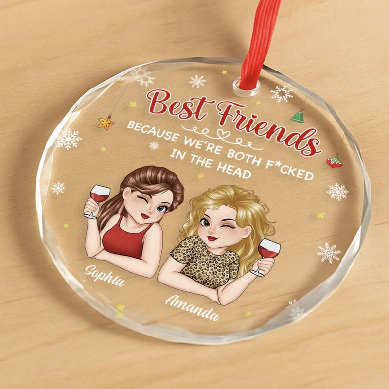 Custom Circle Glass Ornament - Personalized Best Friend Birthday Gifts For Women, Besties, Sisters, BFF - Forever Better Together