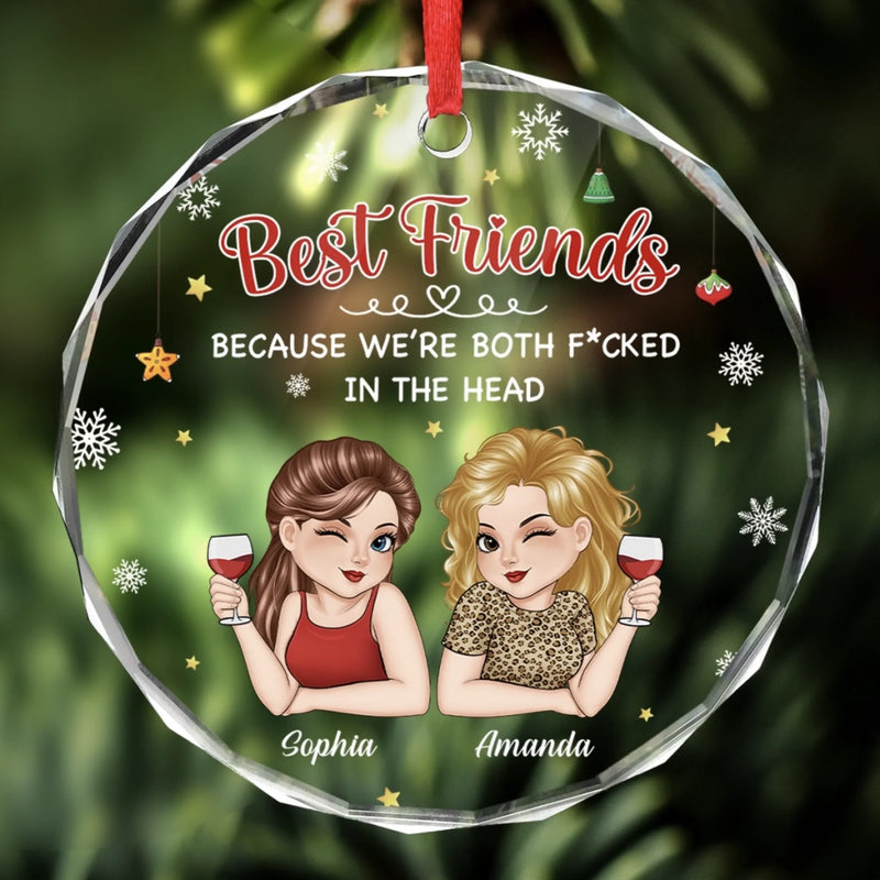 Custom Circle Glass Ornament - Personalized Best Friend Birthday Gifts For Women, Besties, Sisters, BFF - Forever Better Together