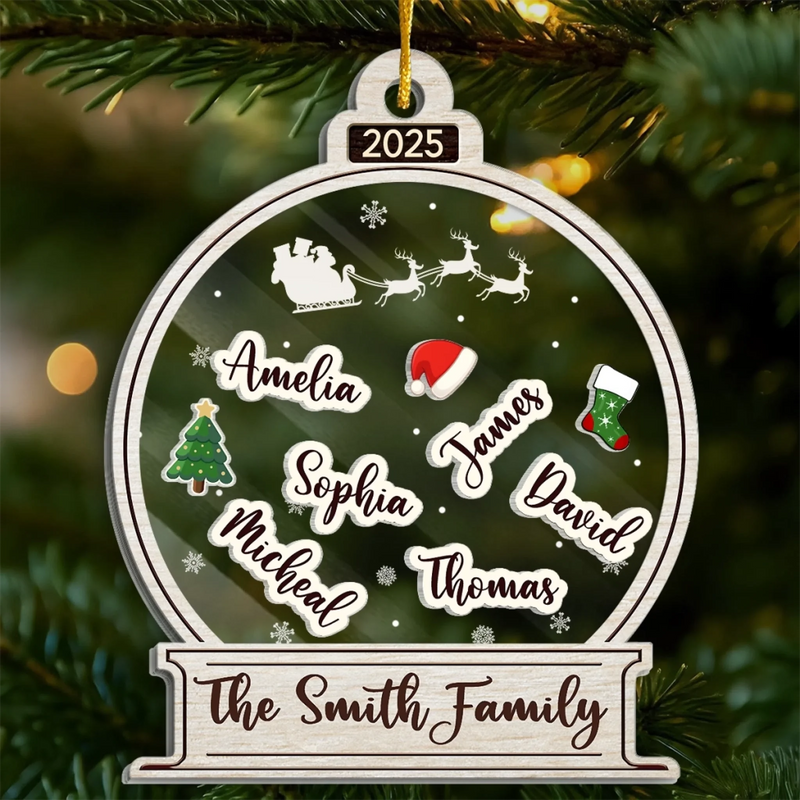 Custom 3 Layers Shaker Ornament - Personalized Christmas Birthday Gifts For Mom, Dad, Kids - From Our Hearts To Our Tree