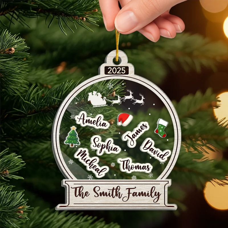 Custom 3 Layers Shaker Ornament - Personalized Christmas Birthday Gifts For Mom, Dad, Kids - From Our Hearts To Our Tree