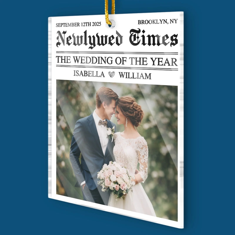 Custom Photo Acrylic Ornament - Personalized Anniversary Christmas Wedding Gifts For Husband And Wife, Him And Her - Happily Ever After