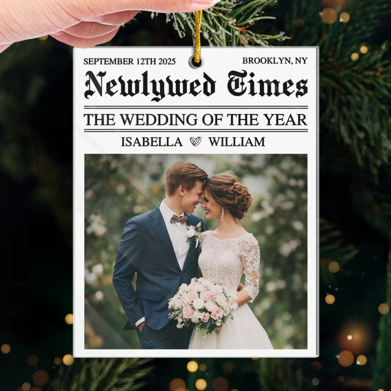 Custom Photo Acrylic Ornament - Personalized Anniversary Christmas Wedding Gifts For Husband And Wife, Him And Her - Happily Ever After
