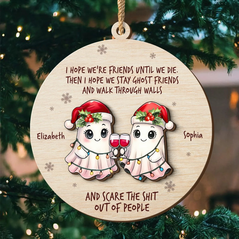 Custom Double Layer Wooden Ornament - Personalized Best Friend Christmas Birthday Gifts For Women, Besties, Sisters, BFF - Partners In Creep