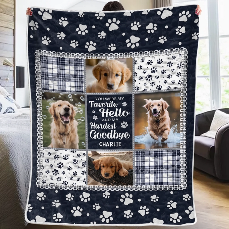 Custom Photo Blanket - Personalized Pet Christmas Memorial Sympathy Gifts For Dogs, Cats - Your Paw Prints Are Etched In My Heart