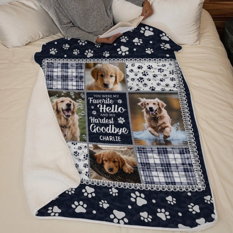 Custom Photo Blanket - Personalized Pet Christmas Memorial Sympathy Gifts For Dogs, Cats - Your Paw Prints Are Etched In My Heart