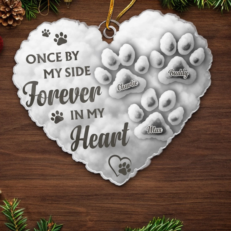 Custom Acrylic Ornament - Personalized Pet Christmas Memorial Sympathy Gifts For Dogs, Cats - Paws Forever Remembered