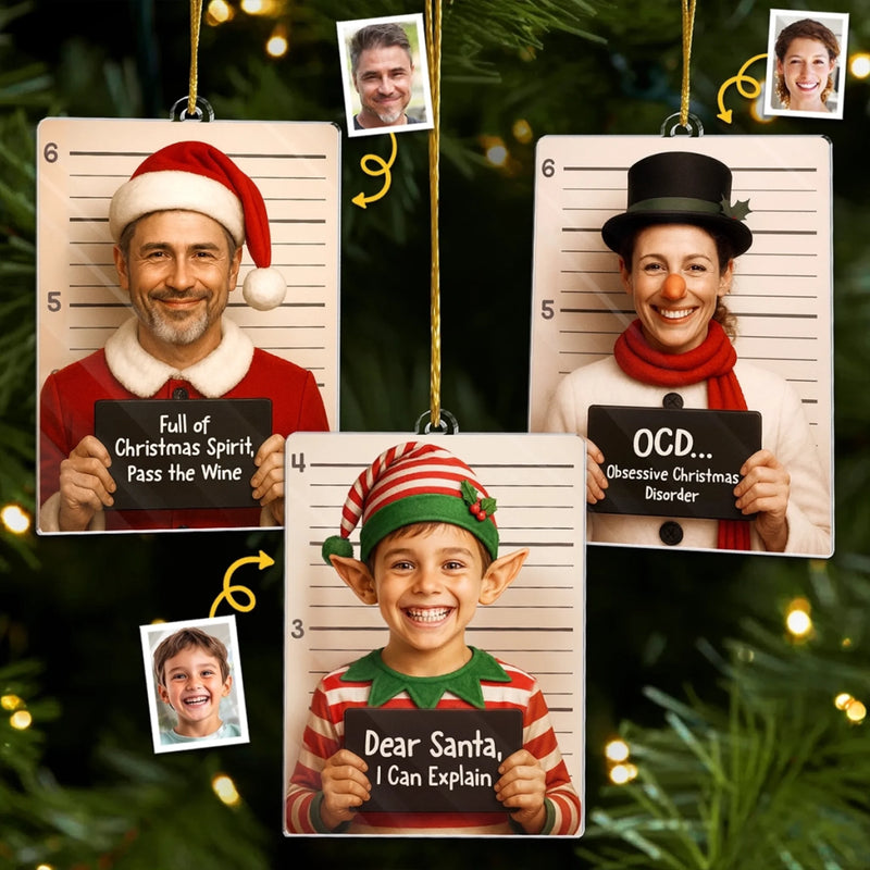 Custom Photo Acrylic Ornament - Personalized  Christmas Birthday Gifts For Mom, Dad, Kids - Mistletoe Mischief Maker