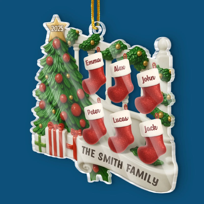 Custom Acrylic Ornament - Personalized Christmas Birthday Gifts For Mom, Dad, Kids - A Family Stitched By Love