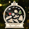Custom 3 Layers Shaker Ornament - Personalized Anniversary Christmas Wedding Gifts For Husband And Wife, Him And Her - Newlyweds Under The Mistletoe