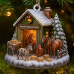 Custom Wood Ornament - Personalized Christmas Birthday Gifts For Horse Lovers, Farm Families, Barn Owners - Christmas At The Horse Farm