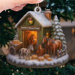 Custom Wood Ornament - Personalized Christmas Birthday Gifts For Horse Lovers, Farm Families, Barn Owners - Christmas At The Horse Farm