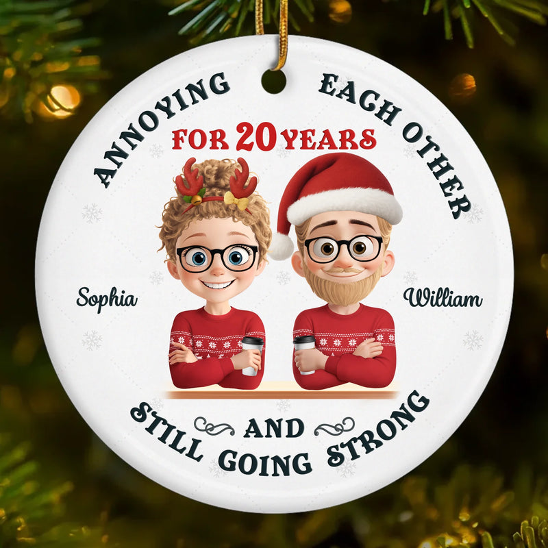 Custom Ceramic Ornament - Personalized Anniversary Christmas Wedding Gifts For Husband And Wife, Him And Her - A Love Story With Punchlines