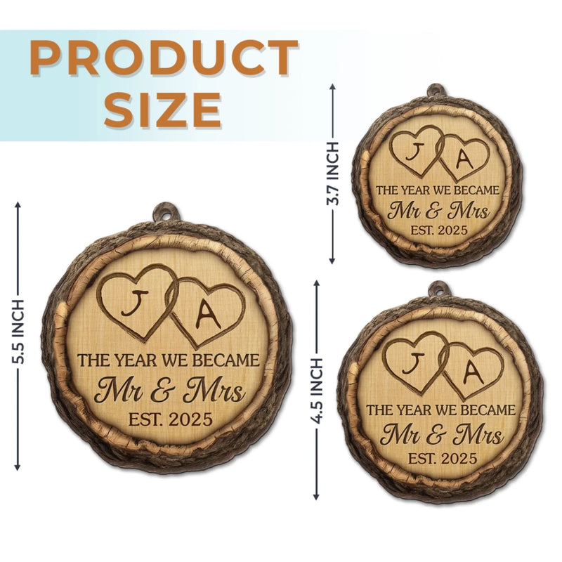 Custom Wood Ornament - Personalized Anniversary Christmas Wedding Gifts For Husband And Wife, Him And Her - Mr And Mrs Forevermore