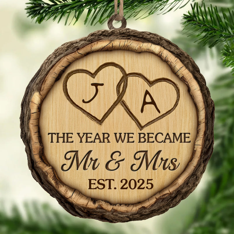 Custom Wood Ornament - Personalized Anniversary Christmas Wedding Gifts For Husband And Wife, Him And Her - Mr And Mrs Forevermore